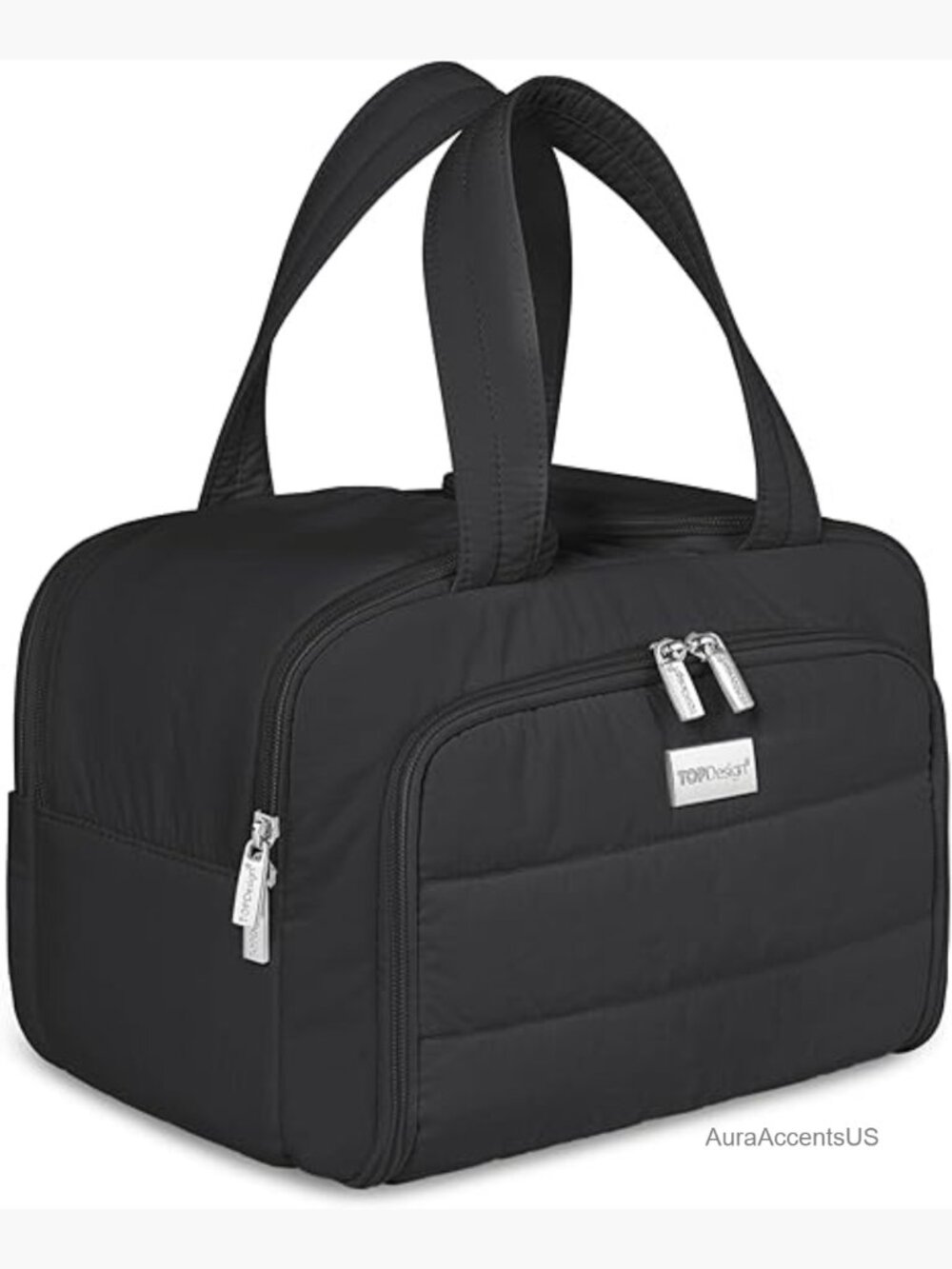 Large Puffer Toiletry Bag with Handle, Cosmetic Makeup Organizer for Travel